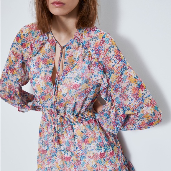 NWT Zara Ruffled Printed Dress - 8514/059 - M - Picture 2 of 11